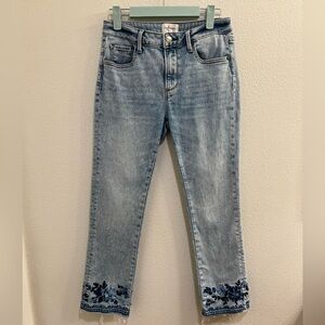 Driftwood Colette Embroidered Cropped Ankle Jeans Size 26 x 26